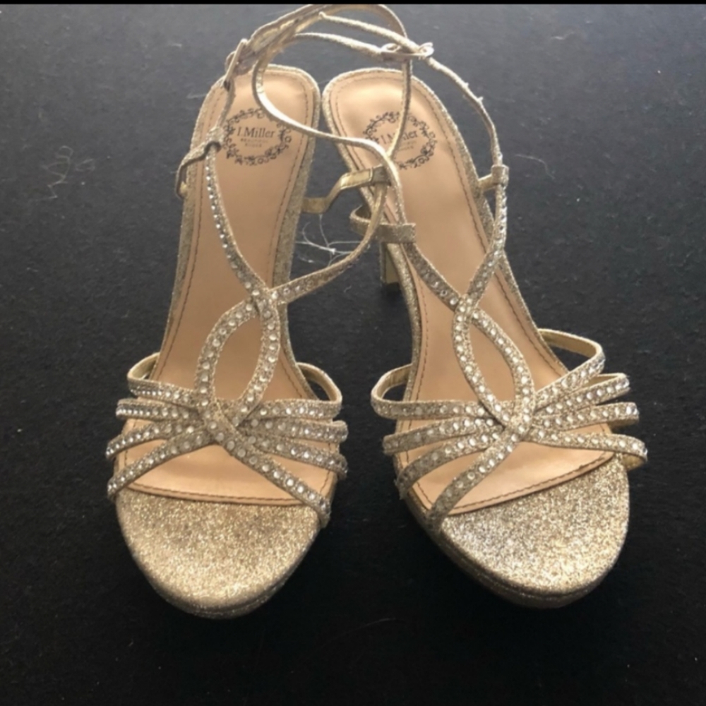 I Miller sparkly gold heels